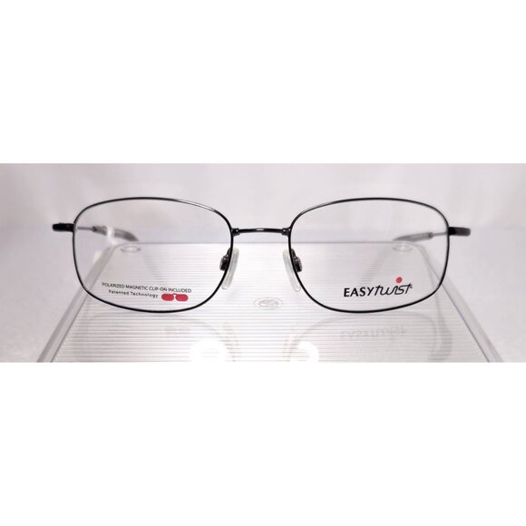 Black Wire Full Rim EasyTwist Bendy Polarized Clip-on Eyeglasses 53-18-140 NWT - Picture 2 of 12